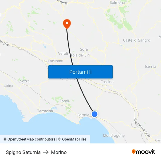 Spigno Saturnia to Morino map