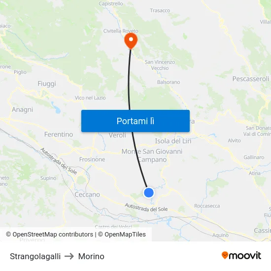 Strangolagalli to Morino map