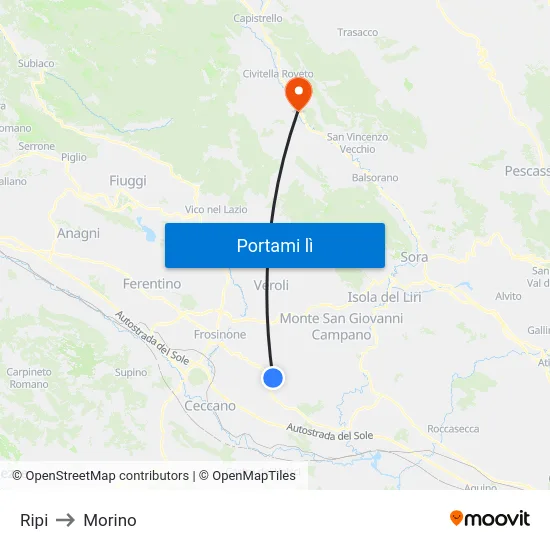Ripi to Morino map