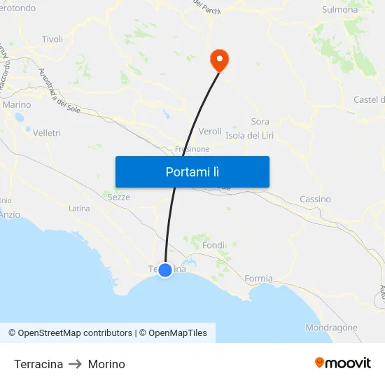 Terracina to Morino map