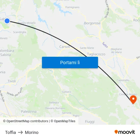 Toffia to Morino map