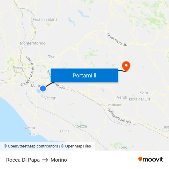 Rocca Di Papa to Morino map