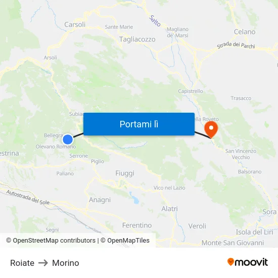 Roiate to Morino map