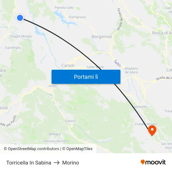 Torricella In Sabina to Morino map
