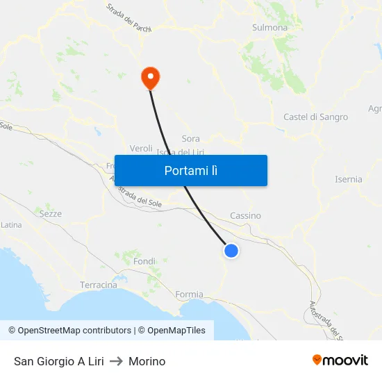 San Giorgio A Liri to Morino map
