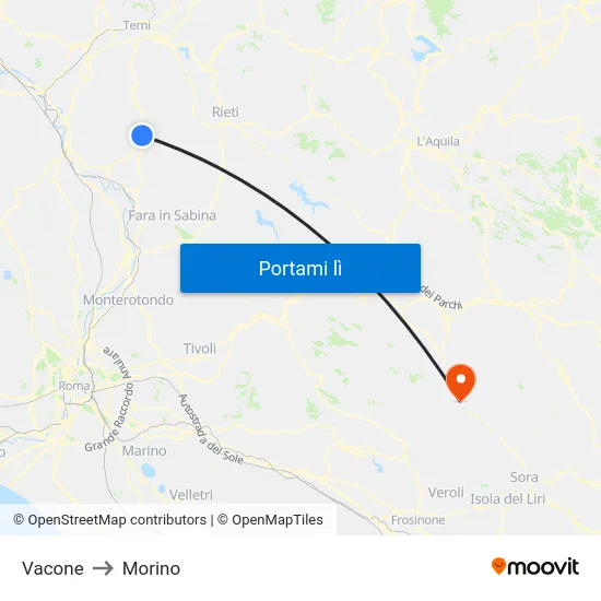 Vacone to Morino map