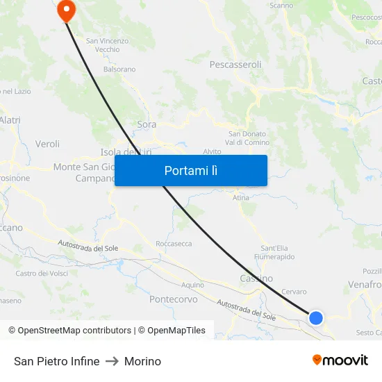 San Pietro Infine to Morino map