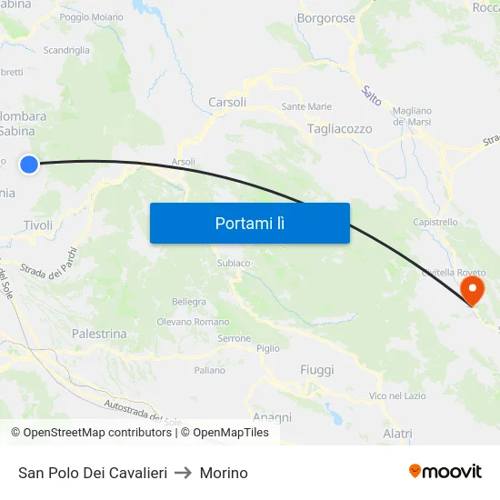 San Polo Dei Cavalieri to Morino map