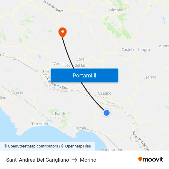 Sant' Andrea Del Garigliano to Morino map