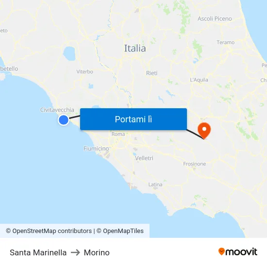 Santa Marinella to Morino map