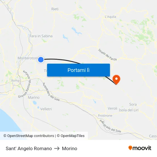 Sant' Angelo Romano to Morino map
