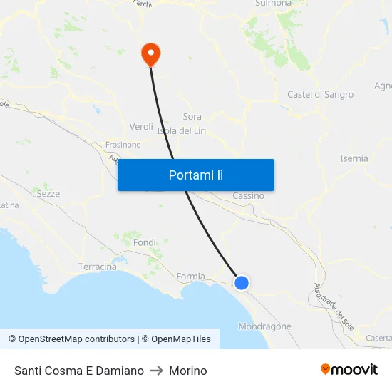 Santi Cosma E Damiano to Morino map