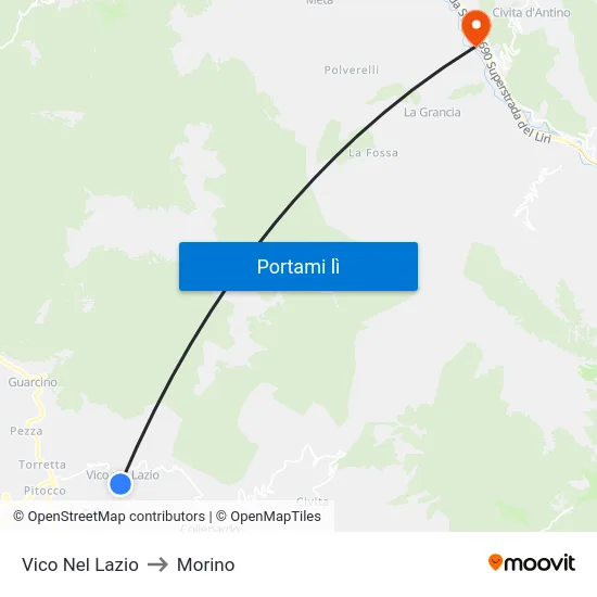 Vico Nel Lazio to Morino map