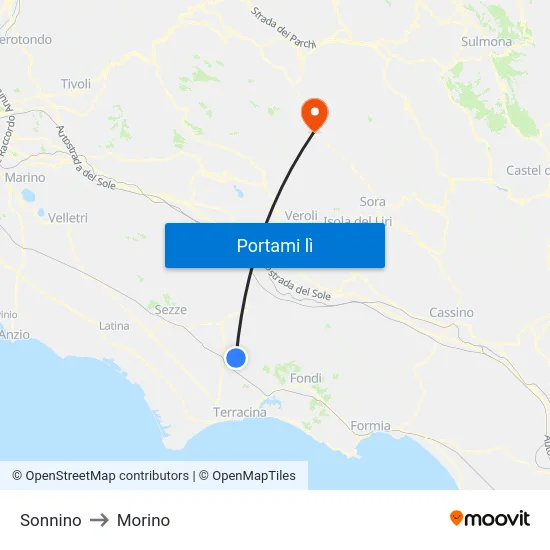 Sonnino to Morino map