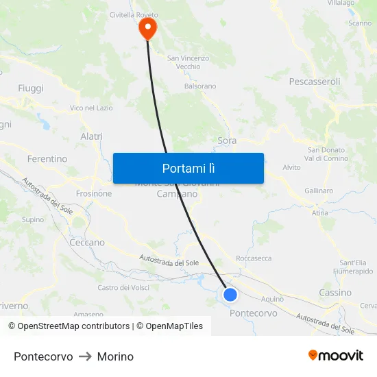 Pontecorvo to Morino map