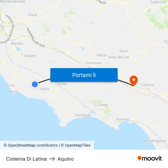 Cisterna Di Latina to Aquino map