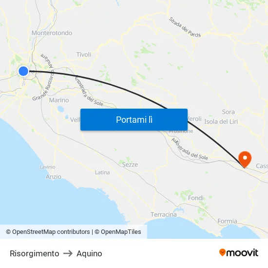 Risorgimento to Aquino map