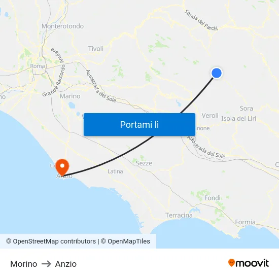 Morino to Anzio map