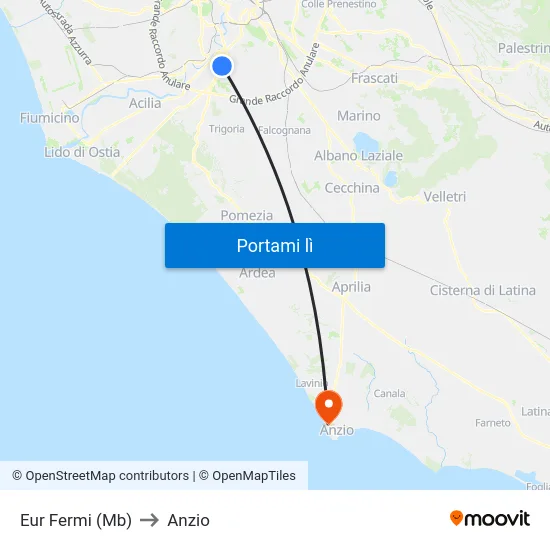 Eur Fermi (Mb) to Anzio map