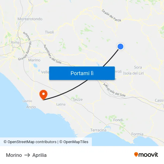 Morino to Aprilia map