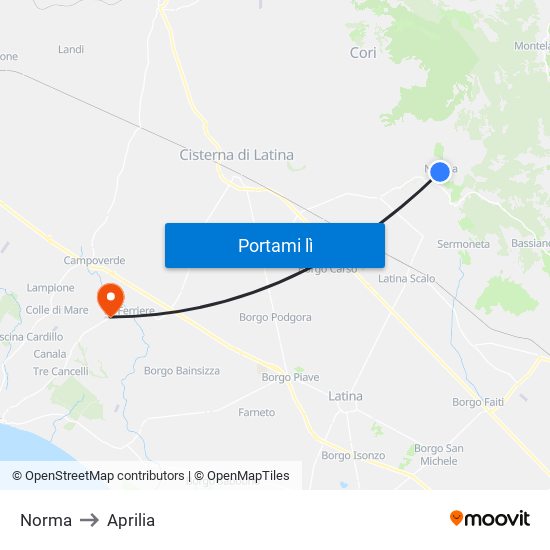 Norma to Aprilia map