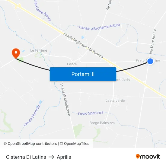 Cisterna Di Latina to Aprilia map