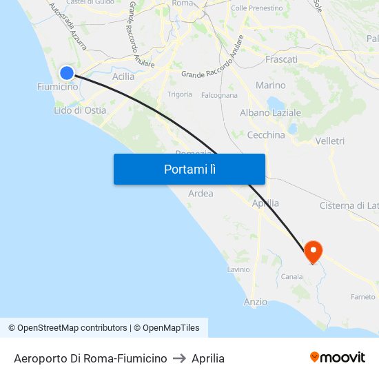 Aeroporto Di Roma-Fiumicino to Aprilia map