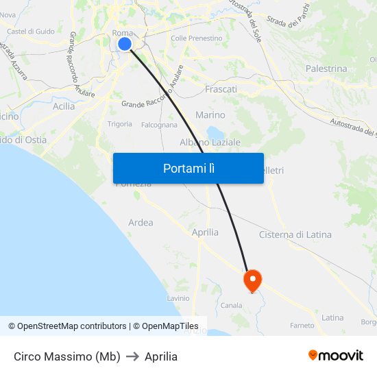 Circo Massimo (Mb) to Aprilia map