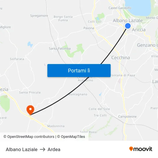 Albano Laziale to Ardea map