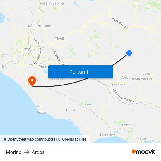 Morino to Ardea map