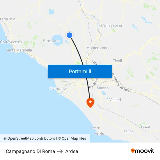 Campagnano Di Roma to Ardea map
