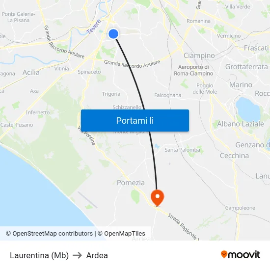 Laurentina (Mb) to Ardea map