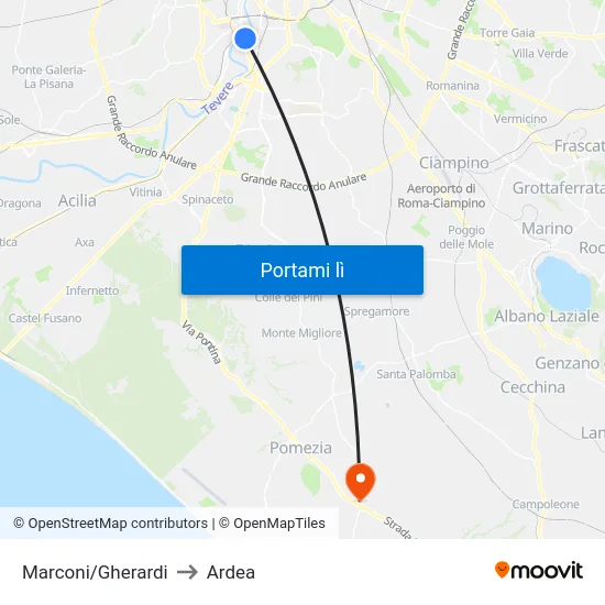 Marconi/Gherardi to Ardea map