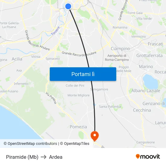 Piramide (Mb) to Ardea map