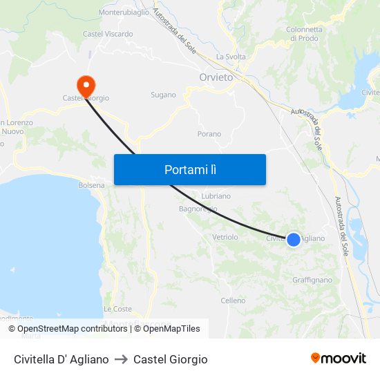Civitella D' Agliano to Castel Giorgio map