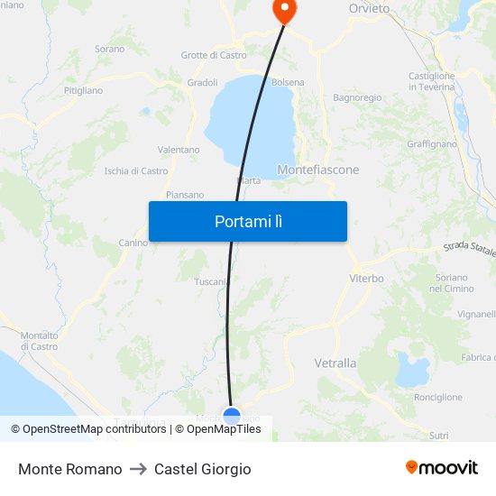 Monte Romano to Castel Giorgio map