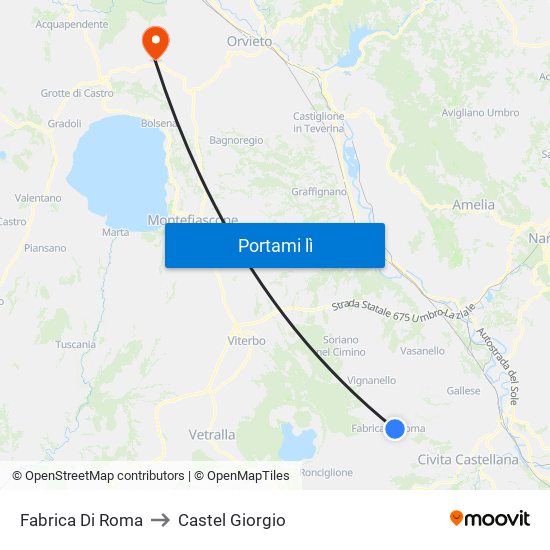 Fabrica Di Roma to Castel Giorgio map