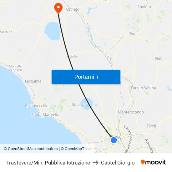 Trastevere/Min. Pubblica Istruzione to Castel Giorgio map