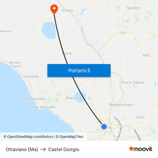 Ottaviano (Ma) to Castel Giorgio map