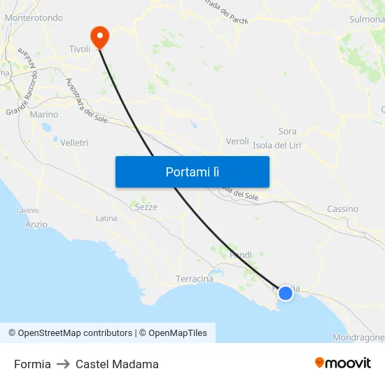 Formia to Castel Madama map