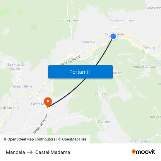 Mandela to Castel Madama map
