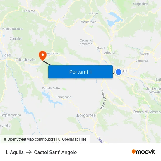 L' Aquila to Castel Sant' Angelo map