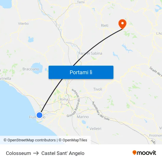 Colosseum to Castel Sant' Angelo map