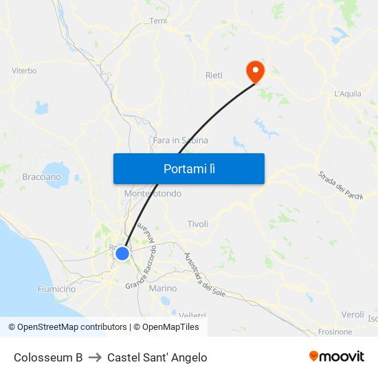 Colosseum B to Castel Sant' Angelo map