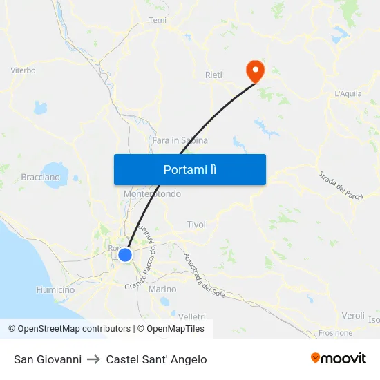 San Giovanni to Castel Sant' Angelo map