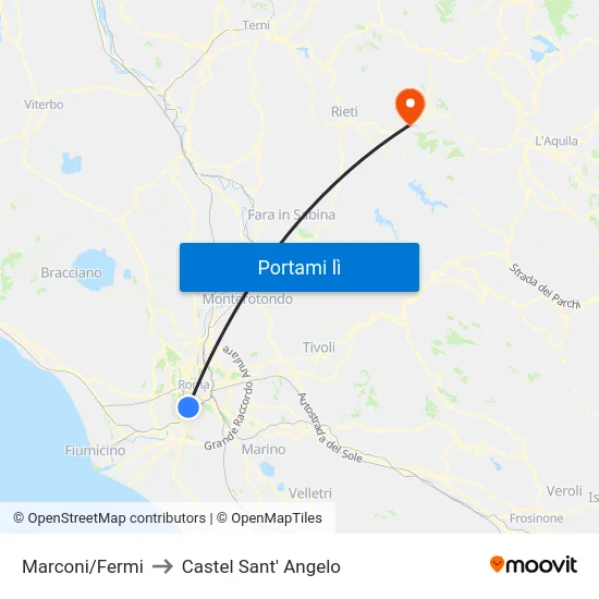 Marconi/Fermi to Castel Sant' Angelo map