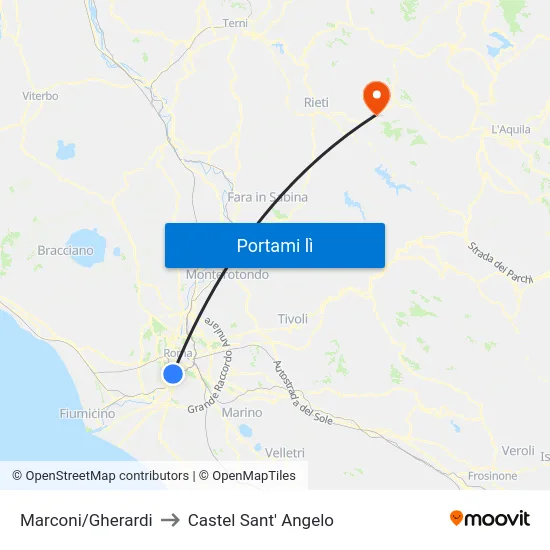 Marconi/Gherardi to Castel Sant' Angelo map