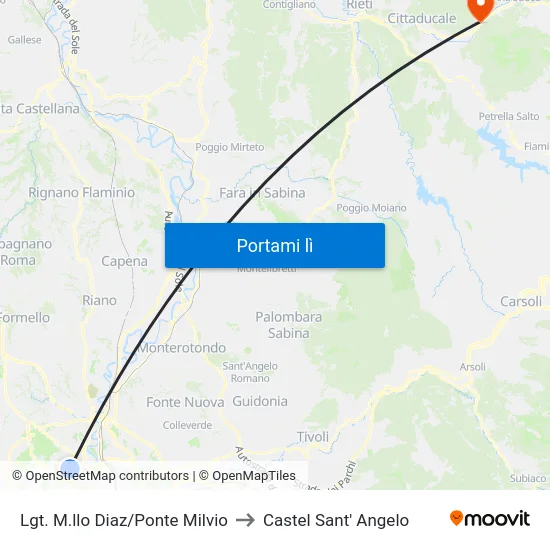 Lgt. M.llo Diaz/Ponte Milvio to Castel Sant' Angelo map