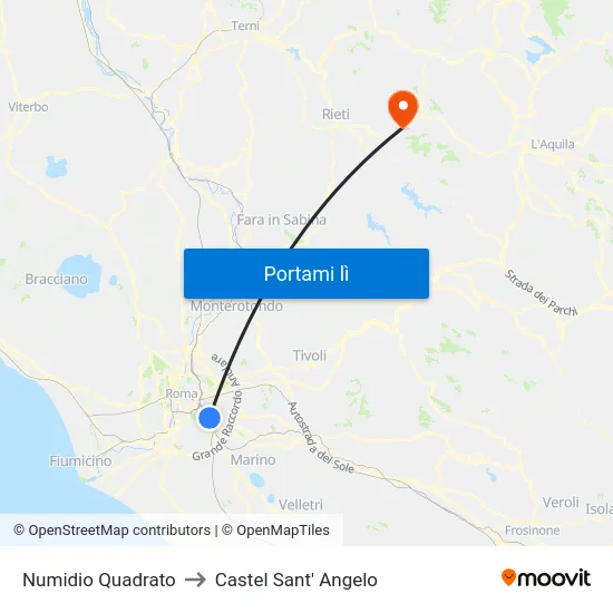 Numidio Quadrato to Castel Sant' Angelo map