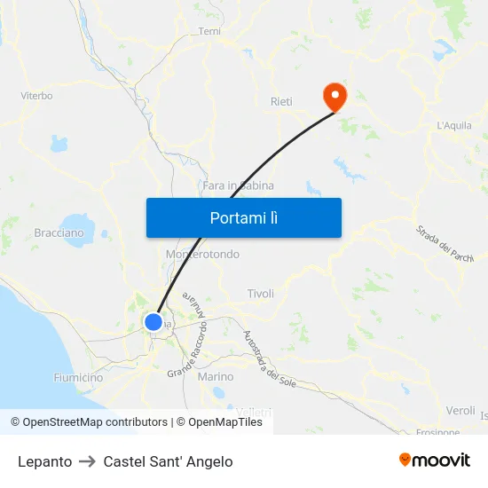Lepanto to Castel Sant' Angelo map